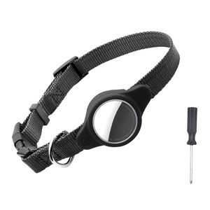 Pet collar with waterproof AirTag holder - Black Medium New